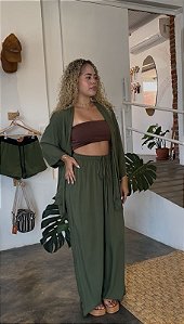 Calça Pantalona Viscose - Verde Militar