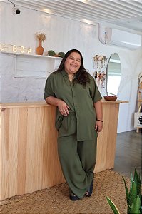 Calça Pantalona Viscose - Verde Militar