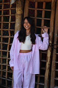 Camisa ML Veraneio - Listra Rosa