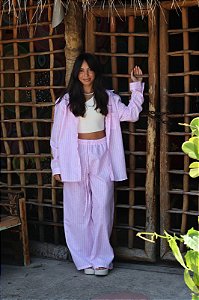 Calça Pantalona Veraneio - Listra Rosa