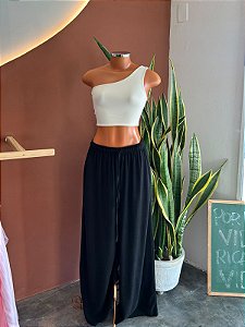 Calça Pantalona Viscolinho - Preta
