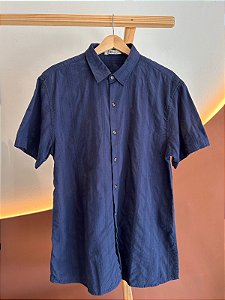 Camisa Texturizada Algodão Aura - Azul Marinho