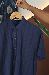 Camisa Texturizada Algodão Aura - Azul Marinho