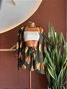 Short Pirangi Viscose - Chuva de Caju Verde