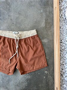 Short PRAIA BICOLOR - Marrom Avelã
