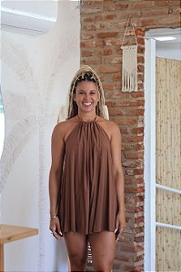 [COLORIDA] Vestido Macaquinho Marrom Chocolate