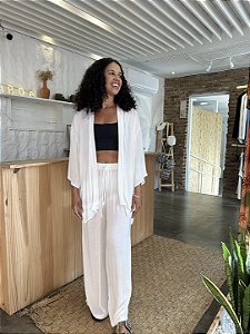 Calça Pantalona Viscose SEM FORRO - Off white