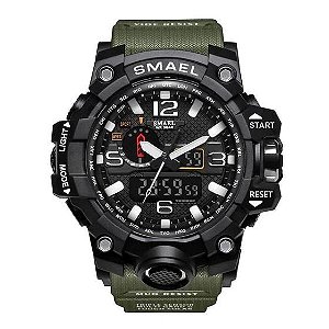 Smael-relógio modelo masculino, relógio de pulso com alarme, à prova d'água de 50m, display duplo, esportivo, militar