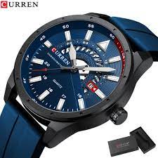 Curren-relógio de pulso masculino, impermeável, silicone, com data automática