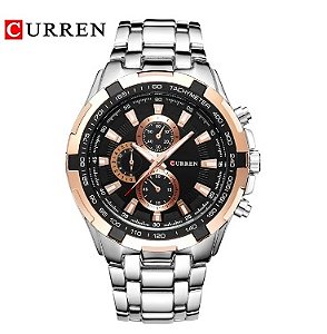 Curren relogios masculinos de luxo original masculino quartzo relógio esportivo militar à prova d'água de aço masculino relógios inoxidável de negocio para homens 8023