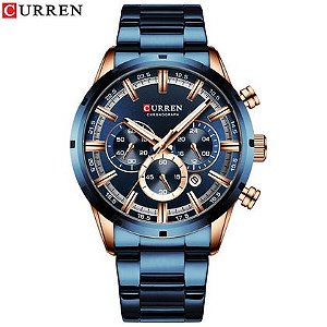 Curren-relógio de pulso masculino, esportes, quartzo, aço completo, impermeável, cronógrafo, marca de luxo, para homens