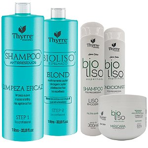 Kit Bio Liso Sem Formol Thyrre Cosmetics 1000ml + Kit Thyrre Home Care Bioliso (3 passos)