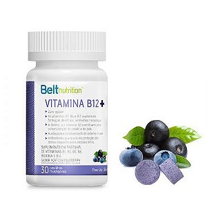 Vitamina B12+ açai com blueberry - 30 pastilhas mastigáveis - Belt