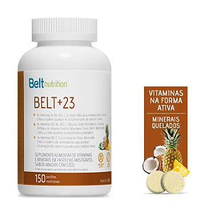 Belt +23  - Polivitamínico - Sabor abacaxi com coco- 150 pastilhas - Belt Nutrition