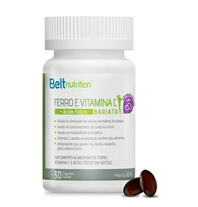 Ferro e Vitamina C + AC Fólico Bariatric - 30 cápsulas - Belt Nutrition
