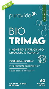 Bio Trimag - Magnésio Bisciglinato, Dimalato e Taurato - Puravida - 60 cáps softgel