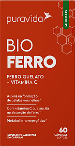 BIO FERRO - Ferro Quelato + Vit C - 60 cápsulas gel - PURAVIDA