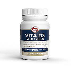 Vita D3, Vit C + Zinco - Pote 30 cáps - Vitafor