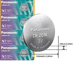 Pilha CR2016 Panasonic Lithium 3V - 1 unid