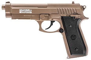 PISTOLA DE CARGA CYBERGUN SWISS ARMS CO2 4.5MM SA92 SLIDE FIXO TAN