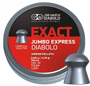 Chumbinhos para carabina de pressão JSB DIABOLO .22 / 5,5 mm EXACT JUMBO EXPRESS 0,930 g / 14,35 g, 500 unidades
