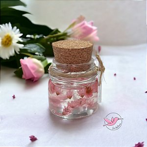 Mini vela gel personalizada com flores e tampa rolha