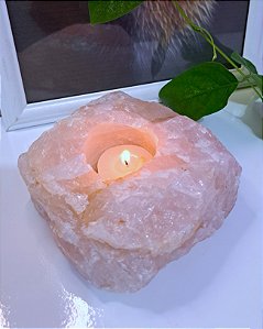 Porta velas Quartzo Rosa