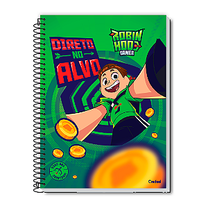Caderno Universitário Robin Hood Gamer  Direto no Alvo - 1 Matéria, 80 folhas