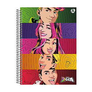 Caderno Universitário - 1 Matéria, 80 folhas  - Bonde dos Rosa
