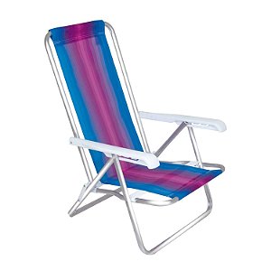 Cadeira Reclinável Alumínio 4 Posições Azul/Rosa - Mor