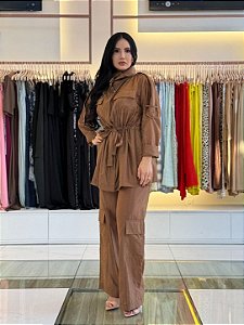 CONJUNTO PARKA E CALÇA ELISE - PANTALONA CAMURÇA