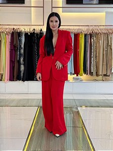 CONJUNTO ALFAIATARIA CLASSIC COM BLAZER E CALÇA WIDE LEG COM PREGAS