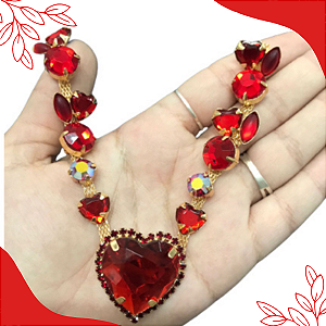 Cabedal Coração com strass Modelo novo