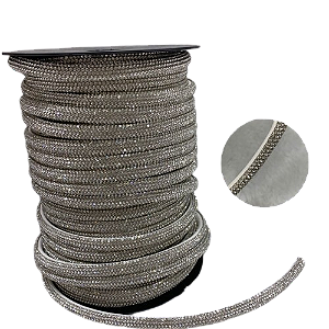 Tubo Meia Cana de Strass 8mm - 1 Metro