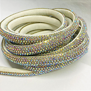 Tubo Meia Cana de Strass 10mm - 1 Metro