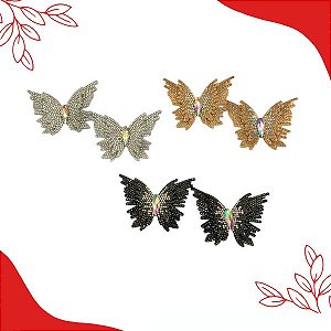 Aplique de Tecido Borboleta Furta Cor - PAR