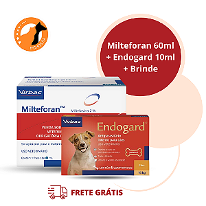 Milteforan Virbac 60 ml + Endogard Cães até 10 Kg - 2 Comp. + Brinde