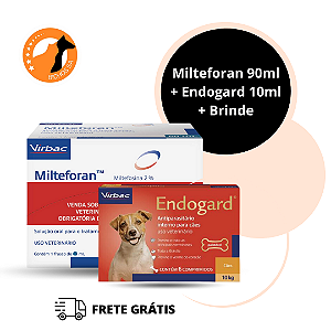 Milteforan Virbac 90 ml + Endogard Cães até 10 Kg - 2 Comp. + Brinde