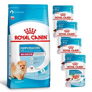 Royal Canine Mini Indoor Puppy 2,5 kg Compre e Ganhe 4 Sachês Mini Puppy 85 g