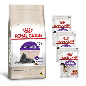 Royal Feline Gatos Adultos 7+ Castrados 1,5 kg Compre e Ganhe 3 Sachês Gatos Adultos Castrados 85 g