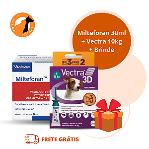 Milteforan Virbac 30 ml + Vectra 10kg + Brinde