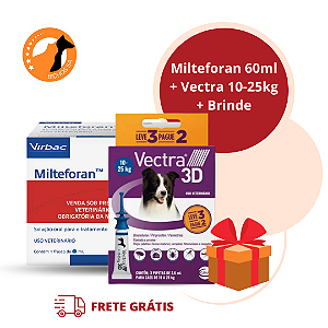 Milteforan Virbac 60 ml + Vectra 10-25kg  + Brinde