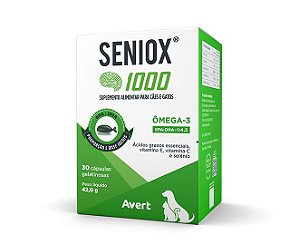 Suplemento Avert Seniox 1000mg para Cães e Gatos 30 Cápsulas