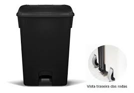 LIXEIRA COLETORA C/ PEDAL ERODA 100L PRETA