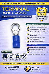 Terminal Anel Azul M5 AN2435-C 1,3 a 2,6mm² – 100 Unidades