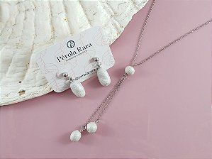 Conjunto Perolado - 3 Pérolas e Corrente
