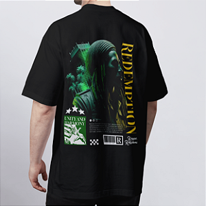 CAMISETA OVERSIZED PRETA BOB MARLEY