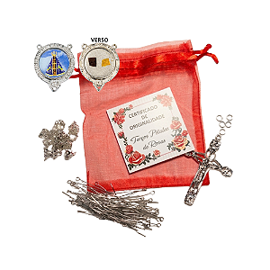Kit Montagem Terço Pétalas de Rosas Niquelado