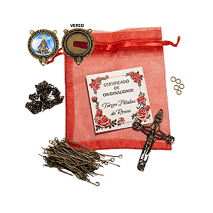 Kit Montagem Terço Pétalas de Rosas Ouro Velho