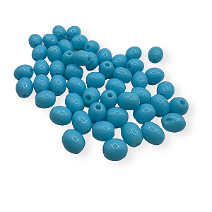 Conta de resina oval azul leitoso 8 mm (60 und)